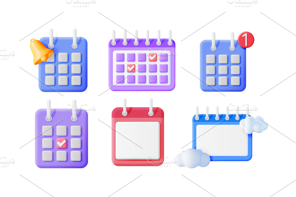 Various 3d calendar icon, an Object Illustration by Abscent