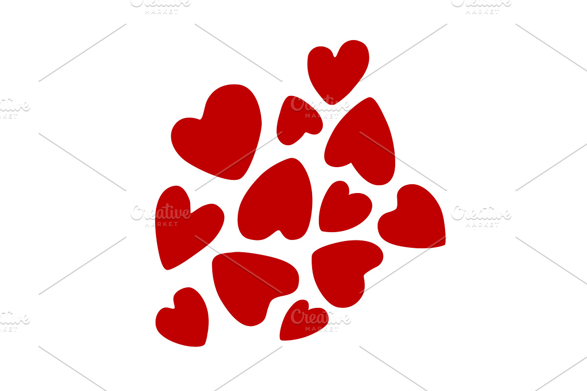Cloud of red Valentine hearts on, an Object Illustration by Toltemara