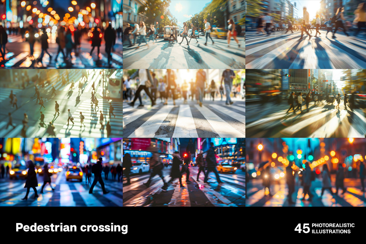 Pedestrian crossing. 45 images, a Person Illustration by Handmadefont (Photo 2 of 11)
