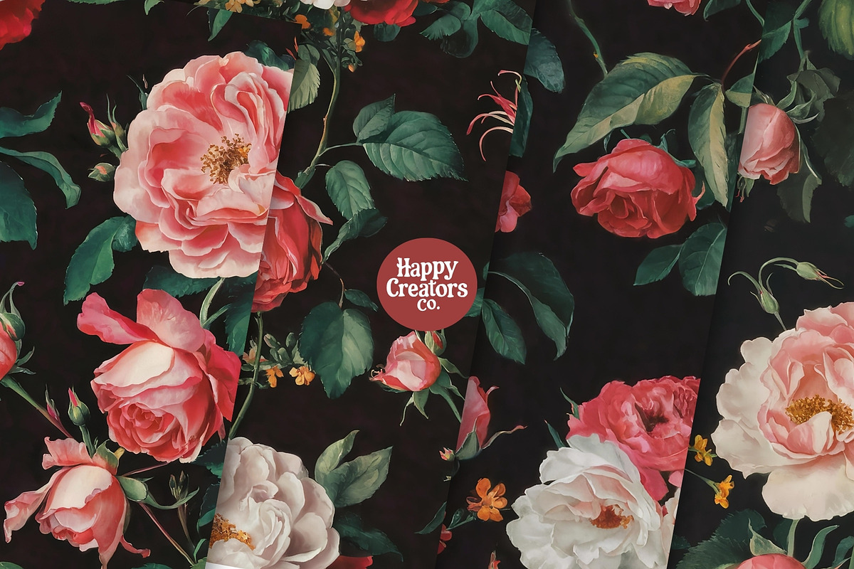 Rosey Elegance Digital Papers, a Pattern Graphic by Happy Creators Co. (Photo 4 of 8)