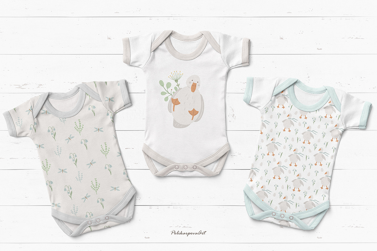 Cute Goose clipart & pattern for kid, an Animal Illustration by polikarpovaart (Photo 8 of 9)