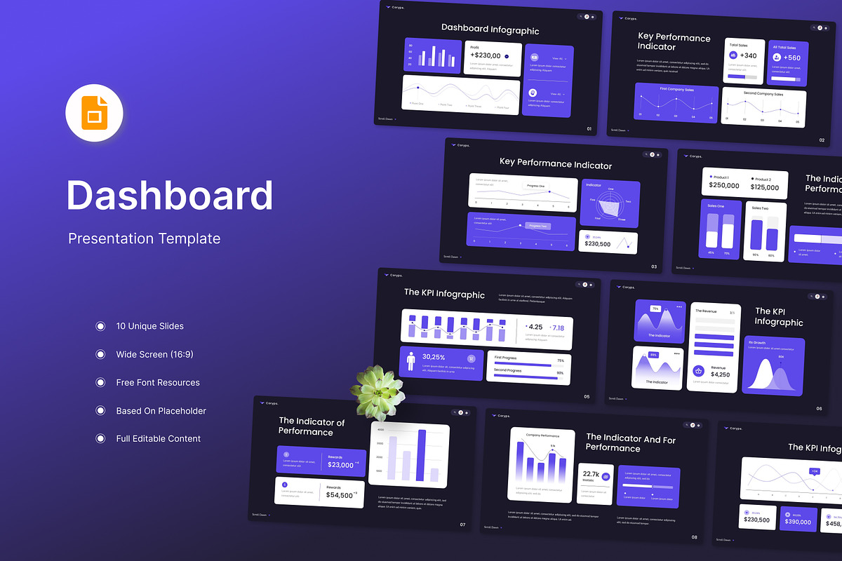 Dashboard Presentation Google Slides, a Presentation Template by Antstheme (Photo 1 of 3)