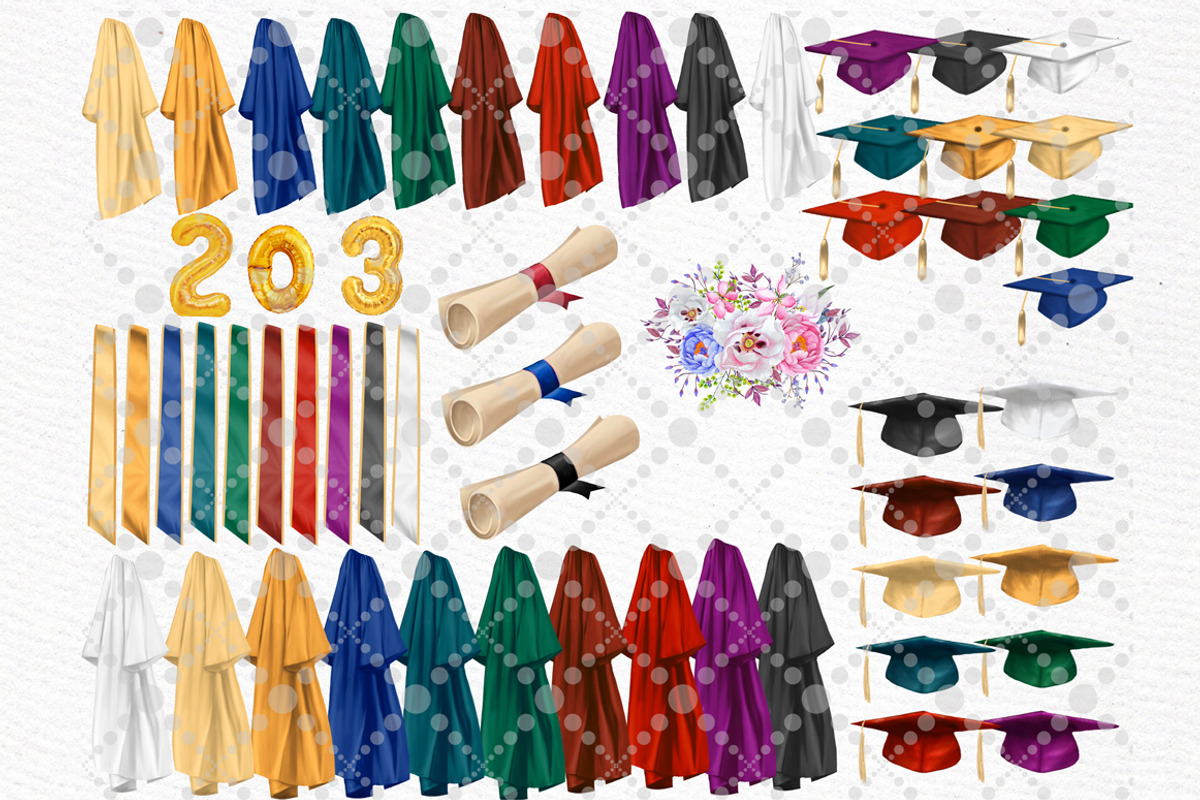 Graduation Clipart,Graduation Toga, a Person Illustration by LeCoqDesign