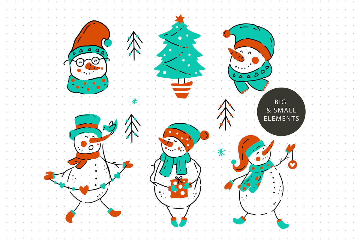 Snowman Christmas Graphic Pack., an Illustration by ClipArtRoom (Photo 3 of 6)