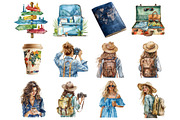 Watercolor Traveler Summer Clipart, an Illustration by Design Market (Thumbnail 4 of 5)