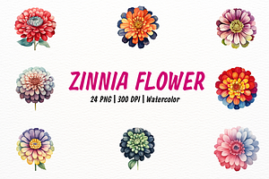 Vibrant Watercolor Zinnia Flower, a Decorative Illustration by New-School-Wave