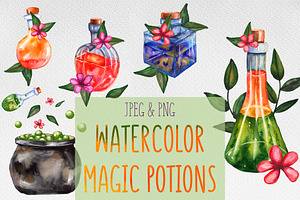 Watercolor magic potions collection