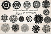 Black Floral Mandala Vector Bundle, a Decorative Illustration by Designer_Momina (Thumbnail 1 of 21)