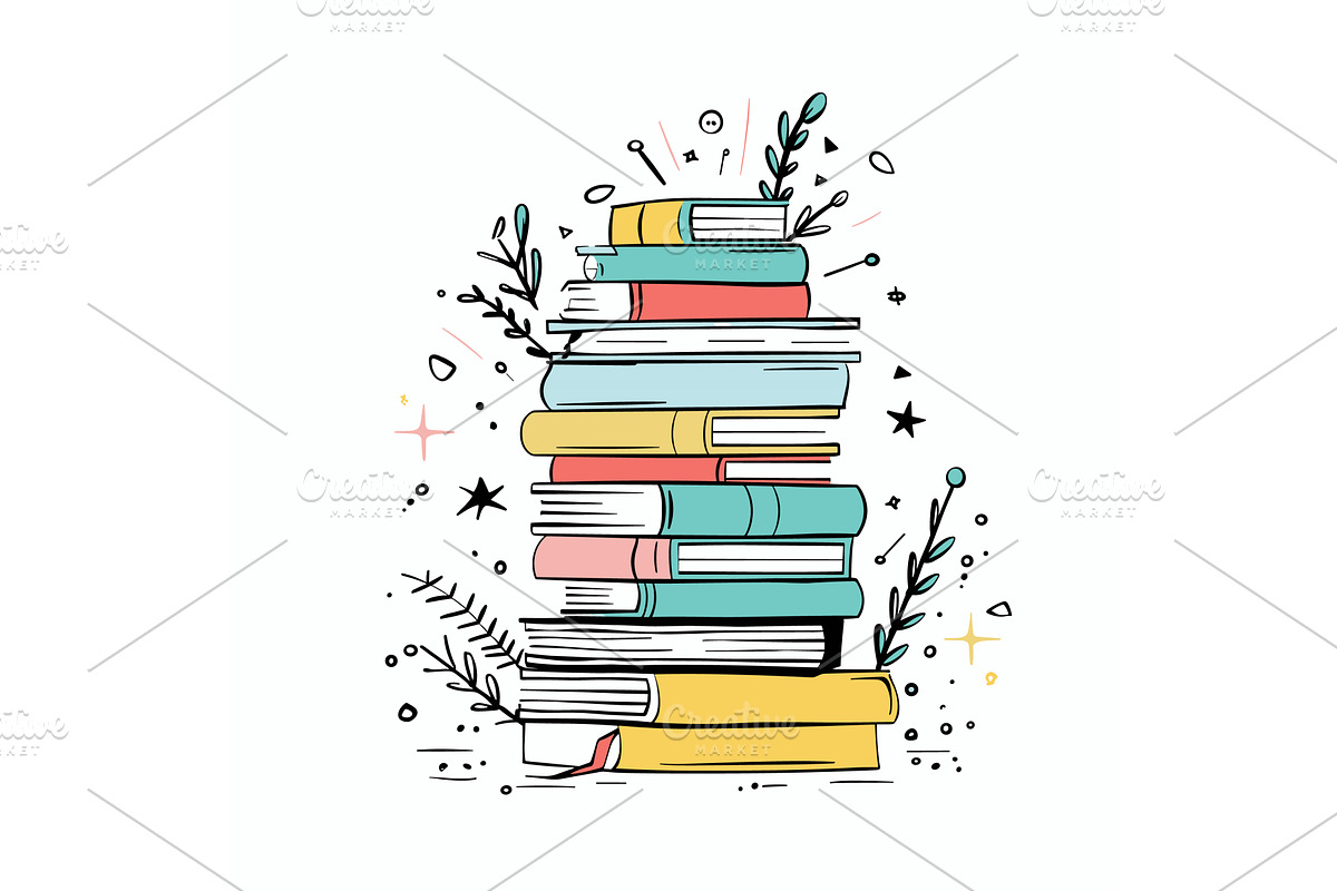 Colorful stack books vector, an Illustration by Vectorstockersland