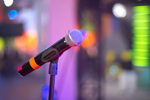 microphone on stage before the performance., a Photo by Pictures for you!!!!!!!!!
