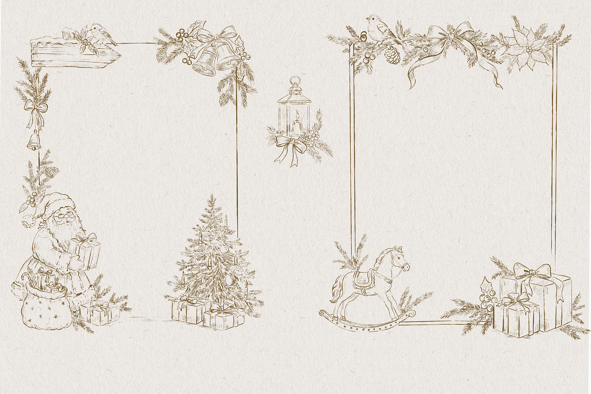 Victorian Line Art Christmas Set, a Decorative Illustration by AlenaVlasko stock Market (Photo 10 of 13)