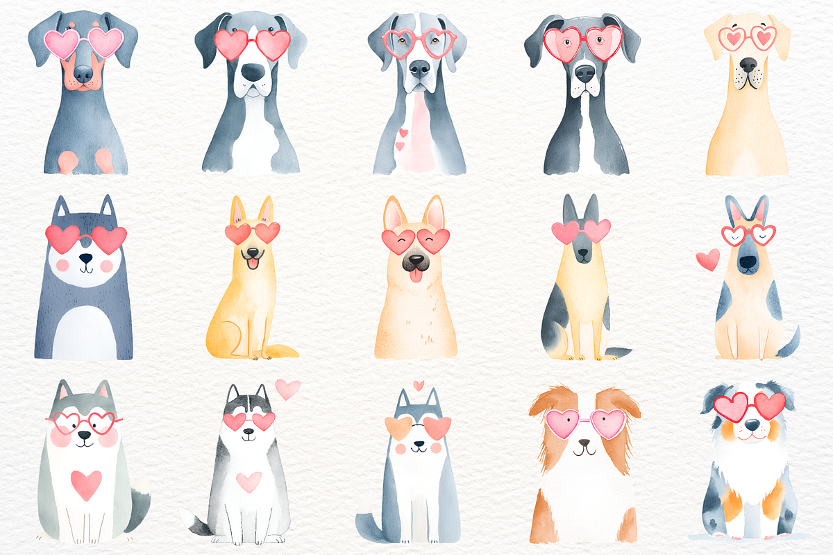 Valentine's Day Dogs Clipart PNG, an Animal Illustration by SugarCloudStudioArt (Photo 7 of 10)