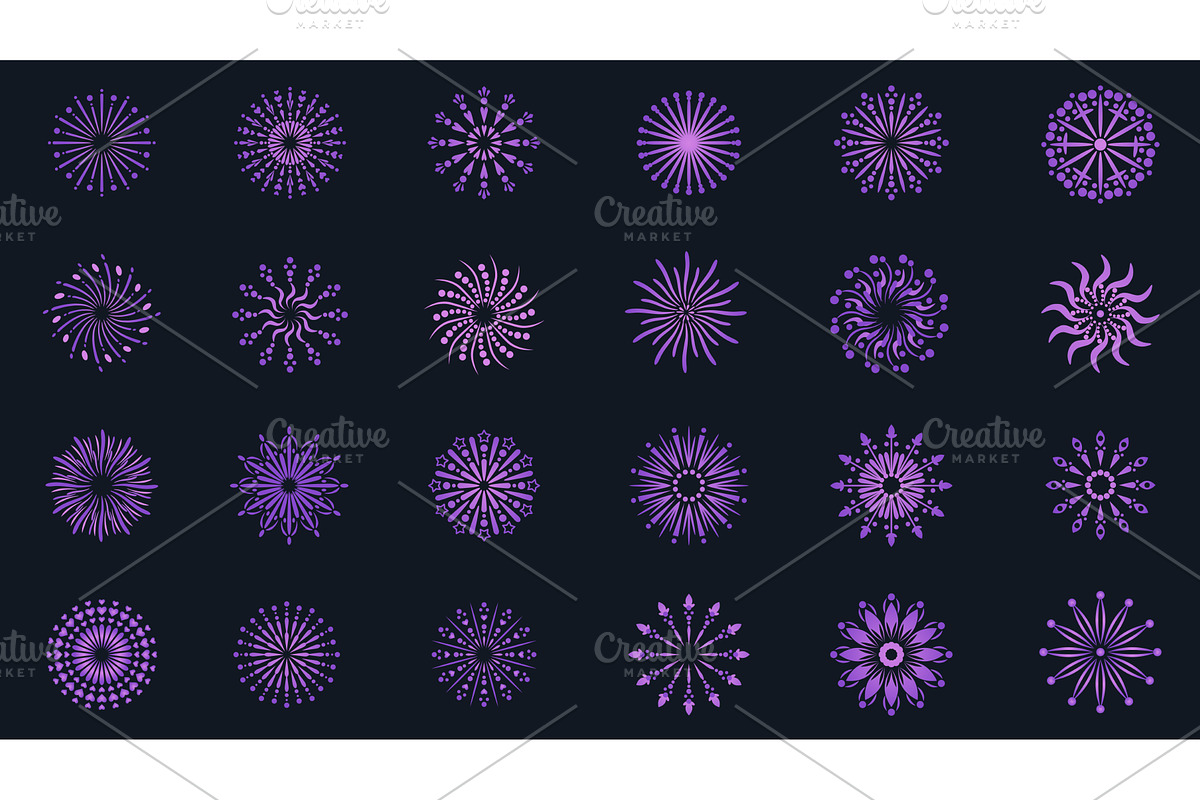 Purple flat fireworks, an Object Illustration by alexdndz