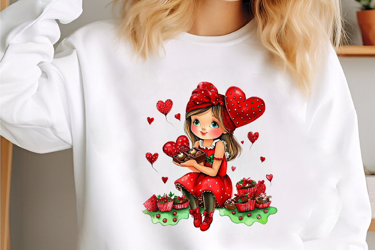 Whimsical Valentine Cute-girl Clipar, an Illustration by designcity5 (Photo 3 of 5)