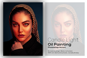 Candle Light Oil Painting, an Action Add-On by DesignCave