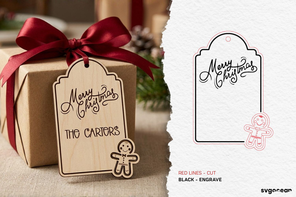 Christmas Gift Tag SVG Bundle, a Decorative Illustration by svgocean (Photo 5 of 17)
