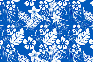 Blue and White Tropical Jungle Seaml, a Pattern Graphic by Sharon Schwalbe