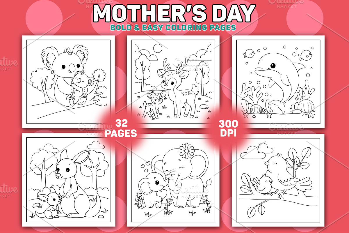 Mother's Day Colorign Book Vol-01, a Seasonal Illustration by Coco Bloom (Photo 1 of 4)