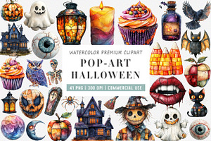 Pop-Art Halloween Clipart PNG, an Illustration by SinaCreation