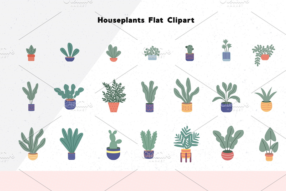 Houseplants Clipart & Patterns, a Graphic by IRSYART (Photo 2 of 8)