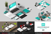 Identity Mockup Isometric view 4K, a Cups & Container Mockup by Sentavio (Thumbnail 1 of 7)