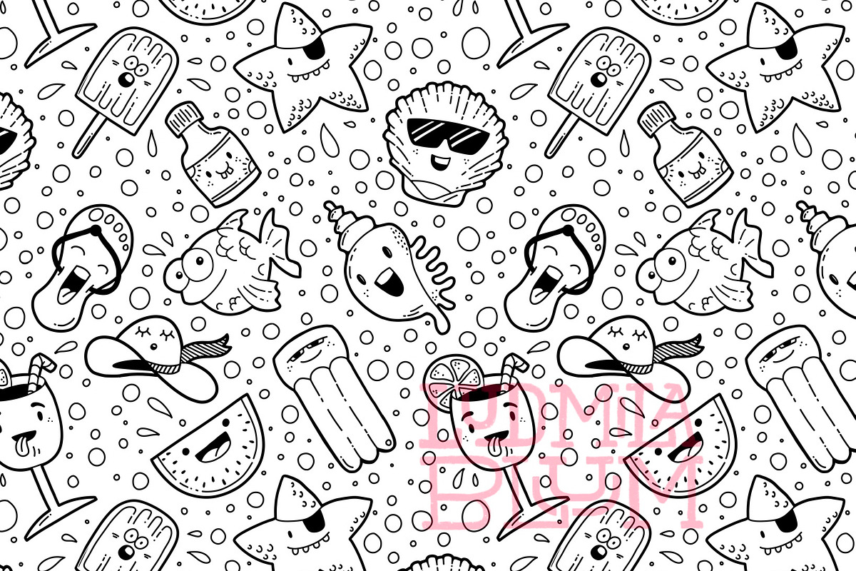 Seamless Pattern: Summertime Doodle, a Pattern Graphic by buntegalerie
