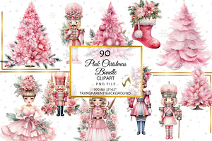 Watercolor Baby Pink Christmas PNG