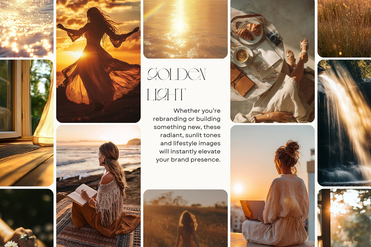 Golden Hour Brand Kit + Stock Images, a Branding & Logo Template by The Brand Alchemists (Photo 2 of 10)