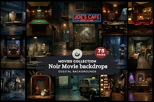 Noir Movie Backdrops Digital Papers, a Background Graphic by ThatsDesignArt