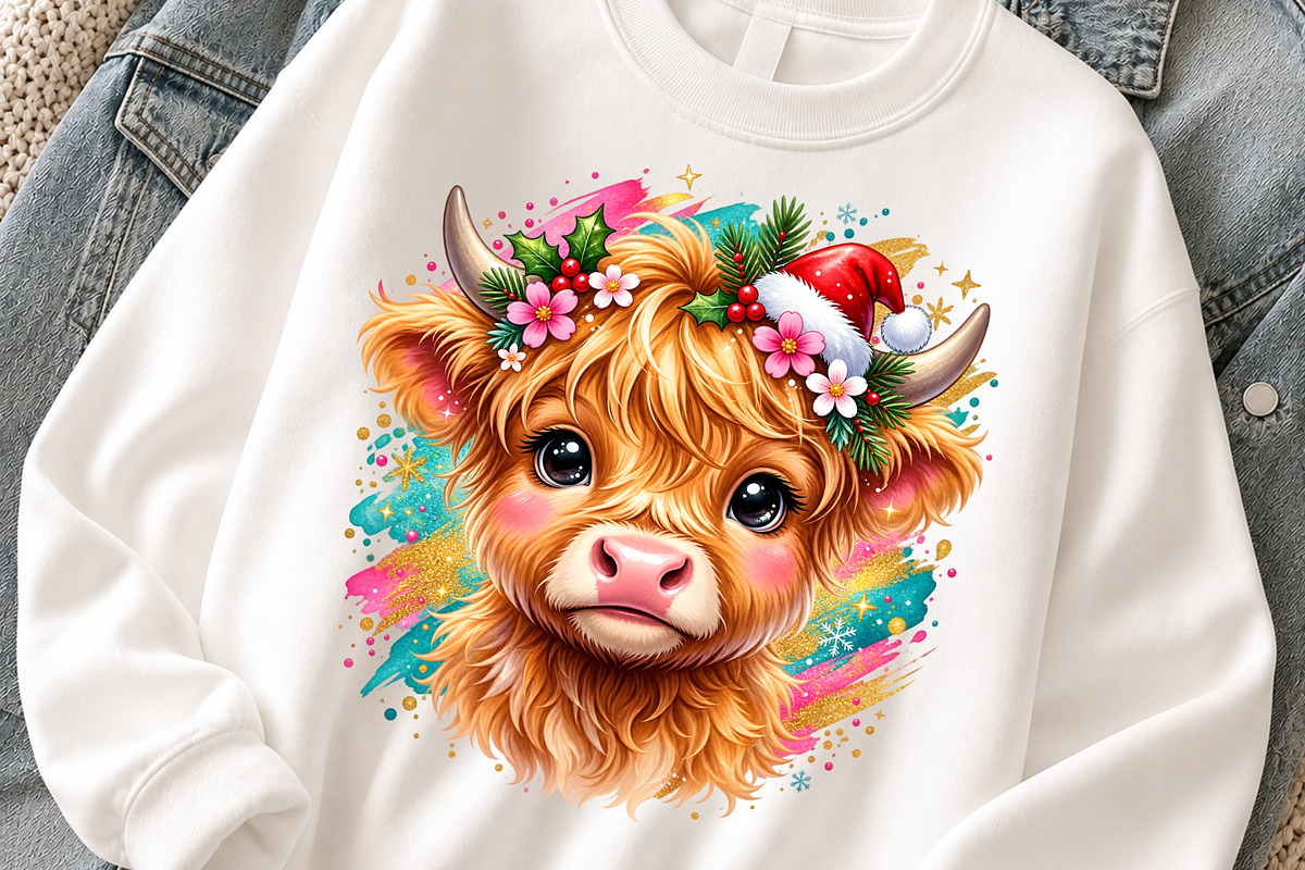 Cute Pink Christmas Highland Cow PNG, an Object Graphic by Zahyl Studio (Photo 3 of 7)