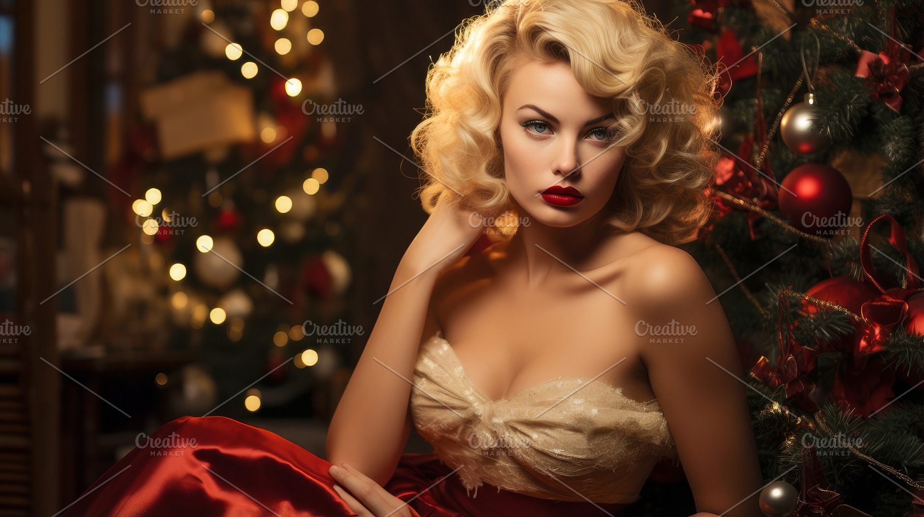 retro style woman for christmas and new year 2026, a Photo by Pictures for you!!!!!!!!!