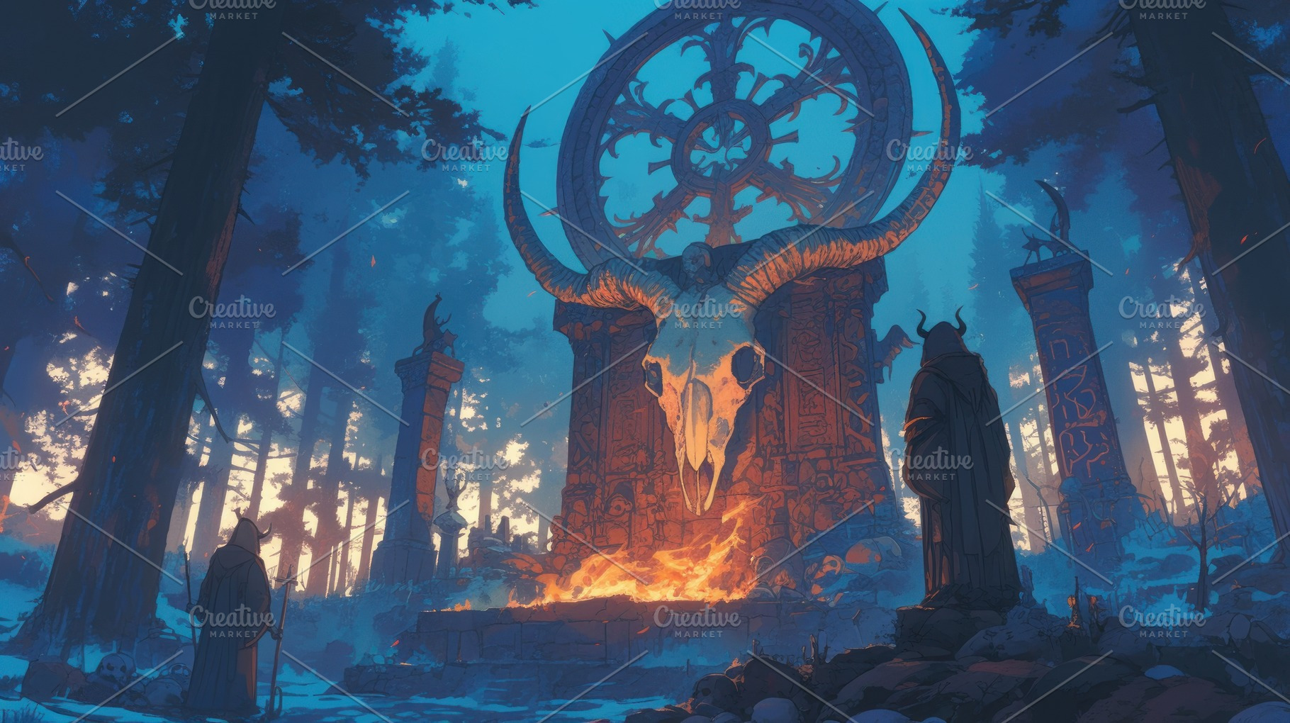 satanic cult and altar in the forest, a Photo by Pictures for you!!!!!!!!!