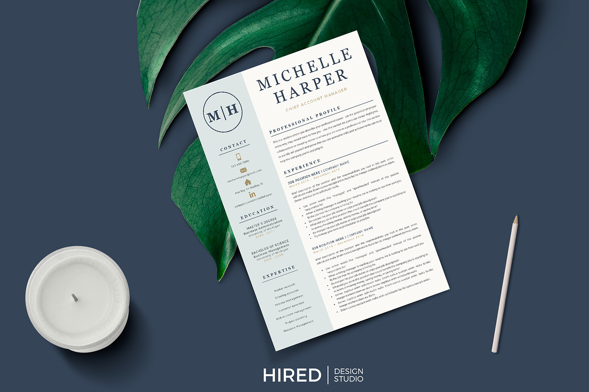 Professional & Modern Resume Design, a Resume Template by HIRED Design Studio (Photo 12 of 12)