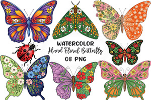 Hand-Drawn Floral Butterfly PNG Bund, an Illustration by CraftArtStudio