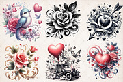 Black & White Valentine Sublimation, an Illustration by SinaCreation (Thumbnail 2 of 5)
