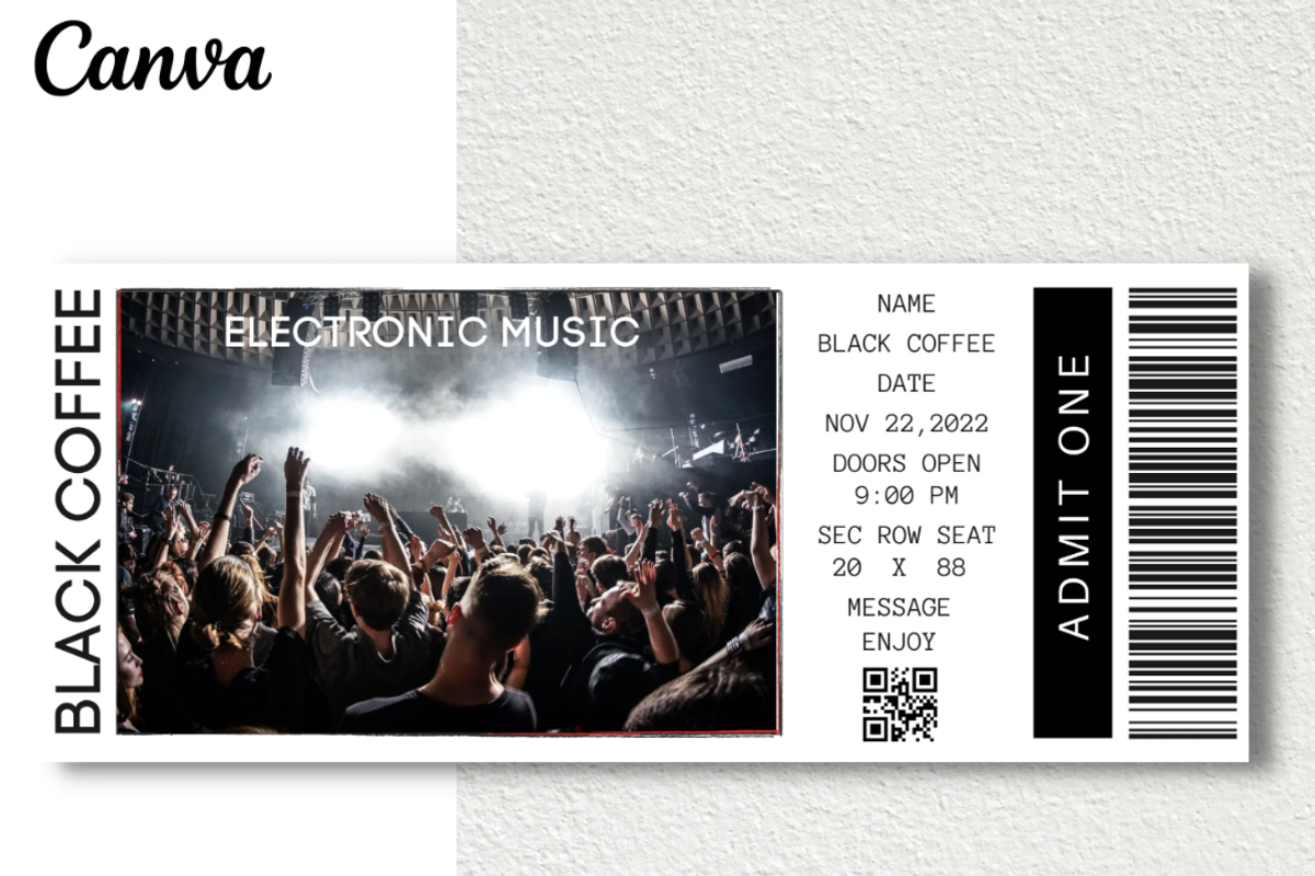 Editable Concert Ticket Template, an Invitation Template by YasdeyDesigns (Photo 3 of 8)