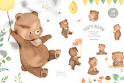 Bear watercolor clipart. Woodland, a Graphic by OlliArtDesign (Thumbnail 1 of 6)