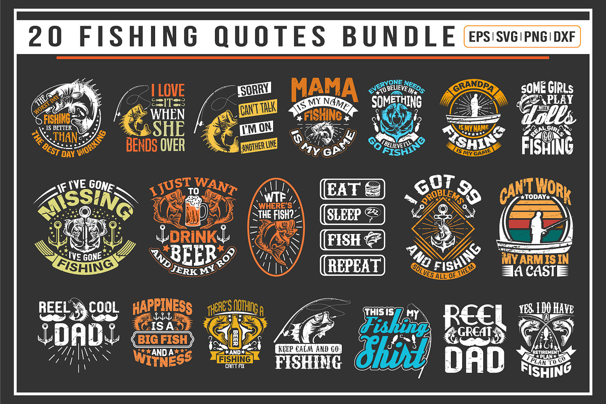 fishing t shirt design bundle, a Graphic by Uniquesvg99 (Photo 1 of 7)