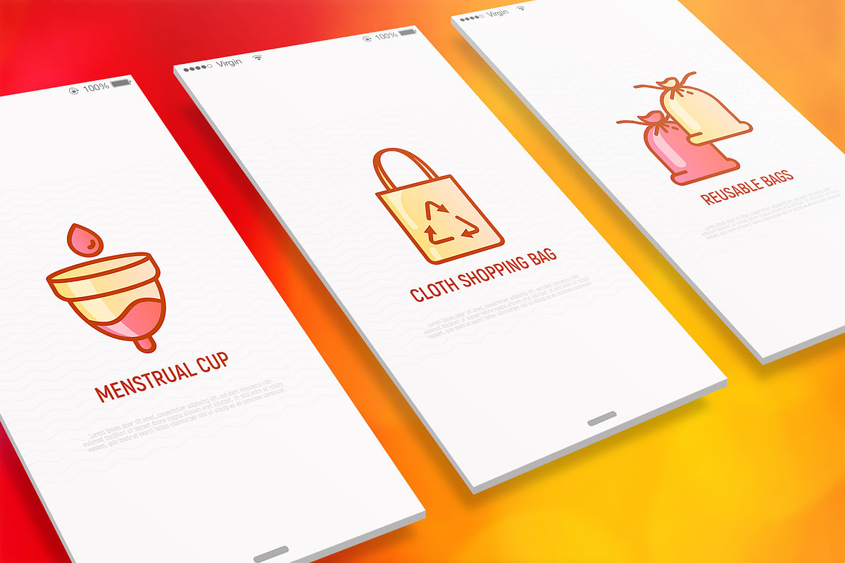 Zero Waste | 16 Thin Line Icons Set, an Outline Icon by Alex Blogoodf (Photo 2 of 9)