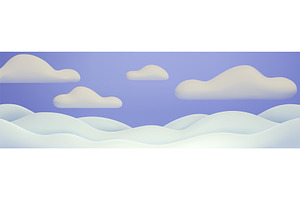3D white clouds on blue sky, an Illustration by art PVP - market