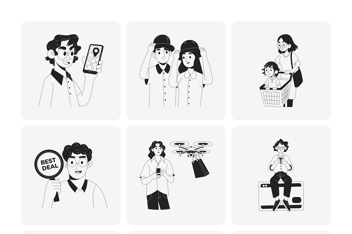 Shopping Illustration Art Set, a Person Illustration by Prosymbols (Photo 8 of 13)