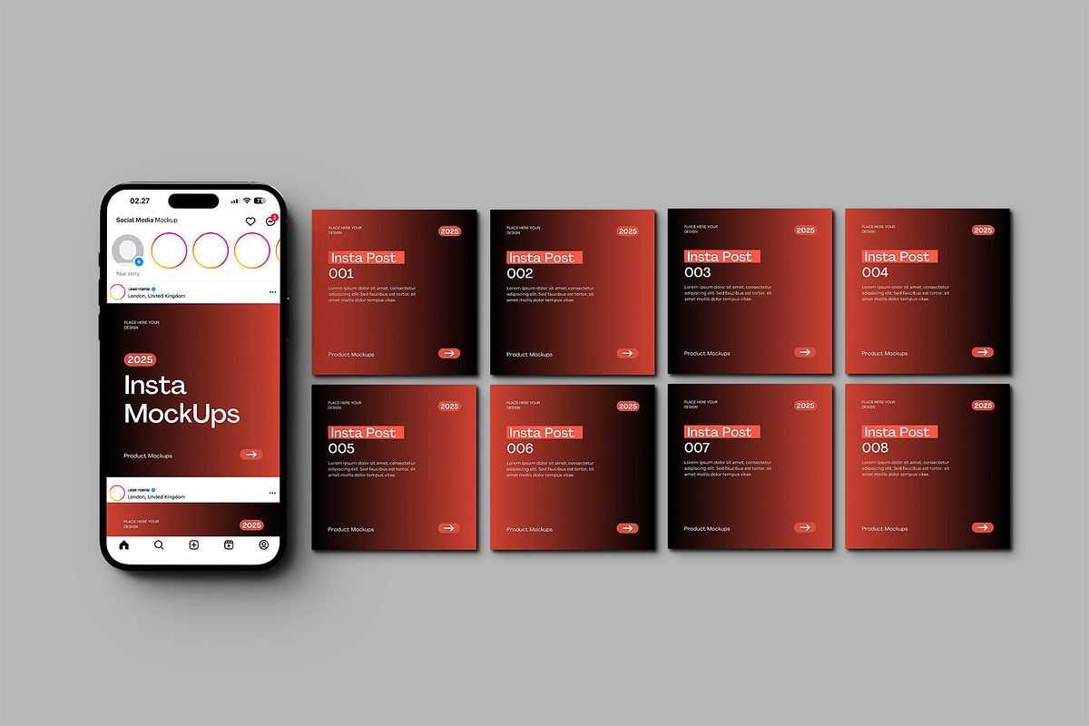 Instagram Mock-Ups, a Product Mockup by mockarts