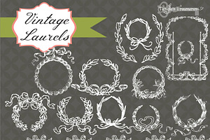 Vintage Laurels Clipart & Brushes