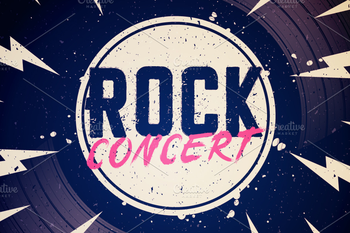 Grunge Rock Concert Poster With LP, a Decorative Illustration by Black White Mouse Design (Photo 1 of 3)