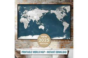 Vector World Map - Pacific View