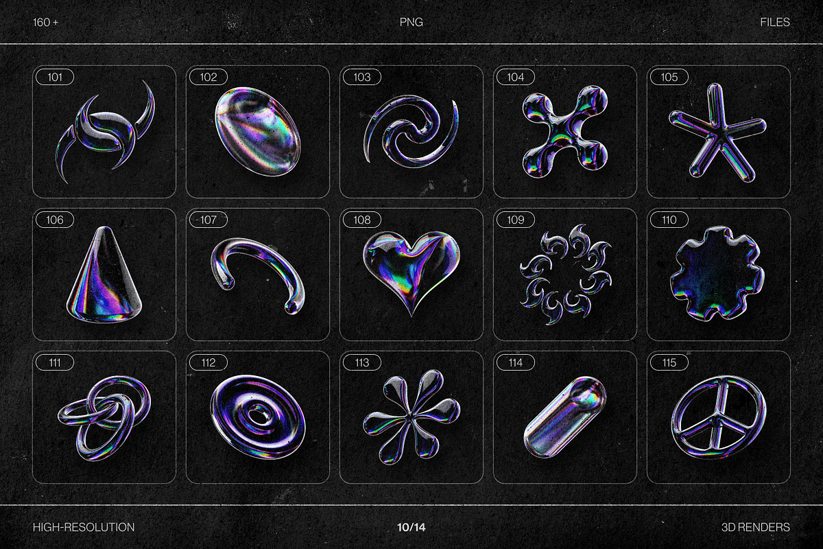 Chromatic Glass 3D Shapes Pack, an Object Graphic by Samolevsky (Photo 21 of 30)