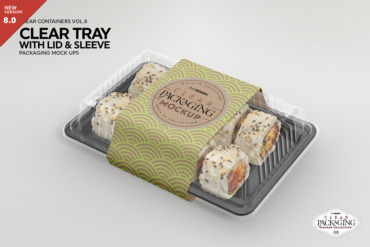 Clear Tray with Lid Packaging Mockup, a Packaging Mockup by INCDesign (Photo 1 of 7)