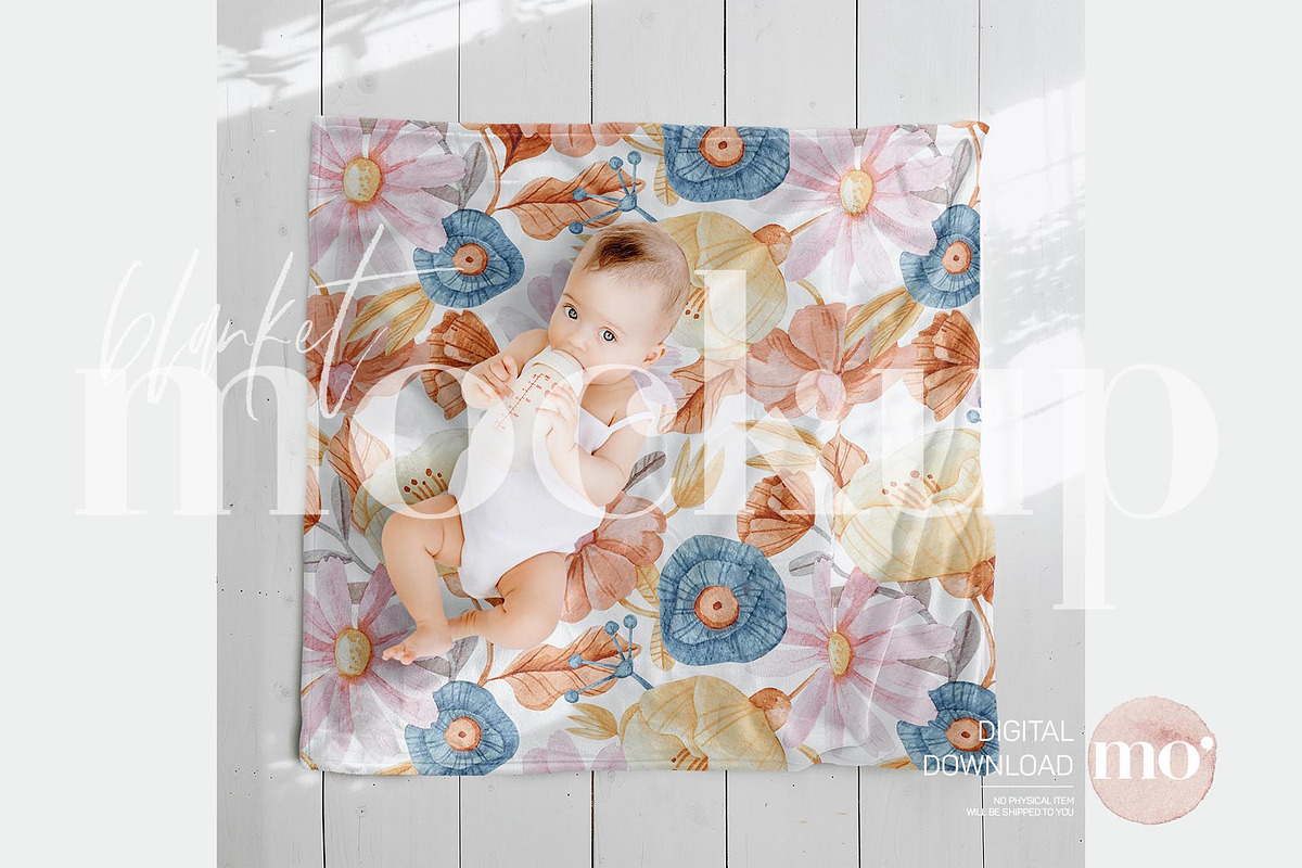 Square baby blanket mockup, a Product Mockup by MoMockups (Photo 6 of 6)