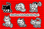 Hand drawn Cute Doodle Cats Clipart, an Animal Illustration by DeShoff Art (Thumbnail 2 of 6)
