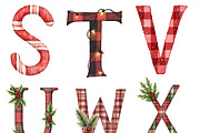 Buffalo Plaid Christmas Alphabet PNG, an Illustration by CrexoraLab (Thumbnail 4 of 7)